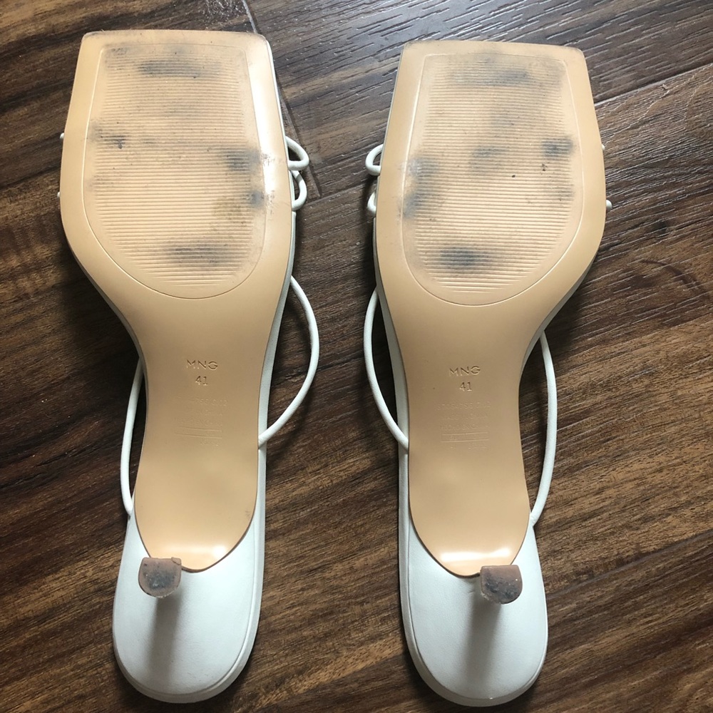 White kitten heels by Mango.